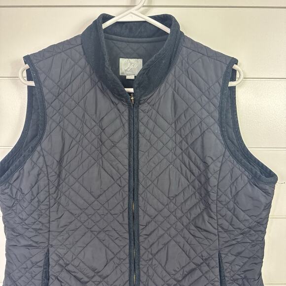 J. Jill Full Zip Up Sleeveless Corduroy Quilted Vest Black sz M - Picture 2 of 8